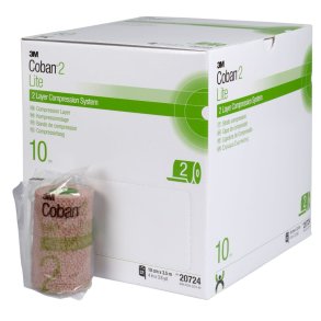 Kompressionsbind, Coban 2 Lite, 3,5m x 10cm, lag 2, latexfri, usteril *Denne vare tages ikke retur*