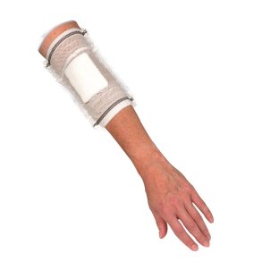 Netbandage, Carefix, L, hvid, til fiksering, med brun s�m, latexfri, usteril