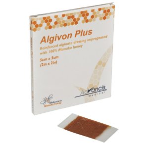 Honningbandage, Algivon Plus, 5x5cm, alginat, uden kl�ber, latexfri, steril, engangs *Denne vare tages ikke retur*