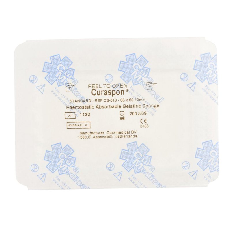 H�mostatisk bandage, Curaspon Standard, 50x80x10mm, hvid, steril, engangs *Denne vare tages ikke retur*