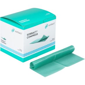 Hydrofob bandage, Sorbact Compress, 9x7cm, gr�n, u/kl�b, udfoldet m�l 17x28cm, latexfri, steril, engangs *Denne vare tages ikke retur*