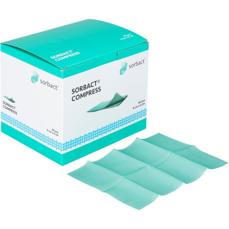 Hydrofob bandage, Sorbact Compress, 6x4cm, gr�n, u/kl�b, udfoldet m�l 11x15cm, latexfri, steril, engangs *Denne vare tages ikke retur*