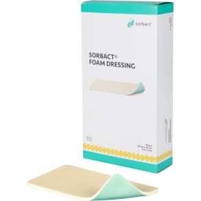 Hydrofob bandage, Sorbact Foam Dressing, 20x10cm, gr�n, skumbandage, u/kl�b, latexfri, steril, engangs *Denne vare tages ikke retur*