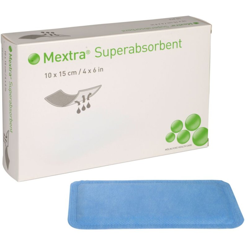 Superabsorberende bandage, Mextra, 15x10cm, uden kl�ber, steril, engangs *Denne vare tages ikke retur*