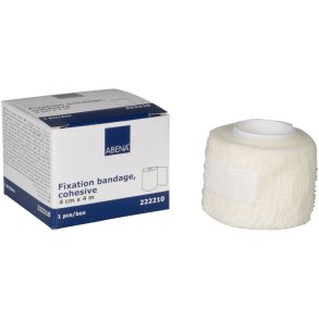 Fikseringsbind, ABENA, 4m x 4cm, hvid, selvh�ftende, latex, usteril, engangs