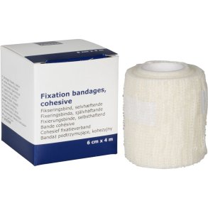 Fikseringsbind, ABENA, 4m x 6cm, hvid, selvh�ftende, usteril, engangs