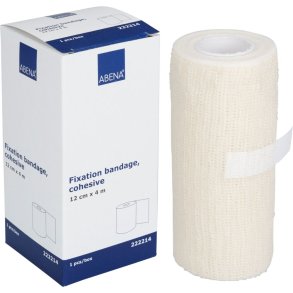 Fikseringsbind, ABENA, 4m x 12cm, hvid, selvh�ftende, usteril, engangs