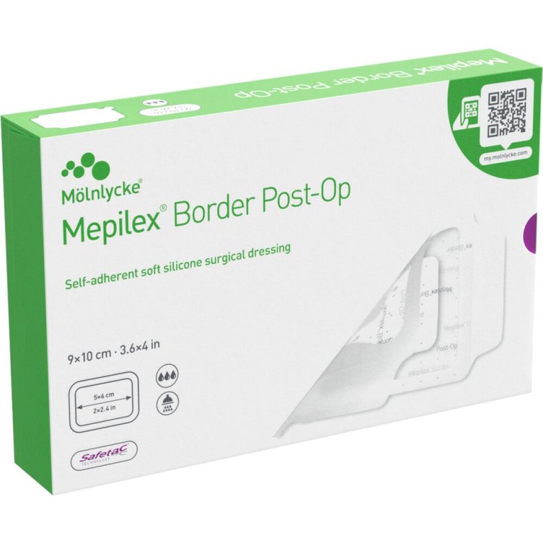 Post-OP forbinding, Mepilex Border Post-Op, 10x9cm, hvid, latexfri, steril, engangs *Denne vare tages ikke retur*
