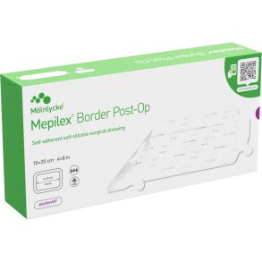 Post-OP forbinding, Mepilex Border Post-Op, 20x10cm, hvid, latexfri, steril, engangs *Denne vare tages ikke retur*