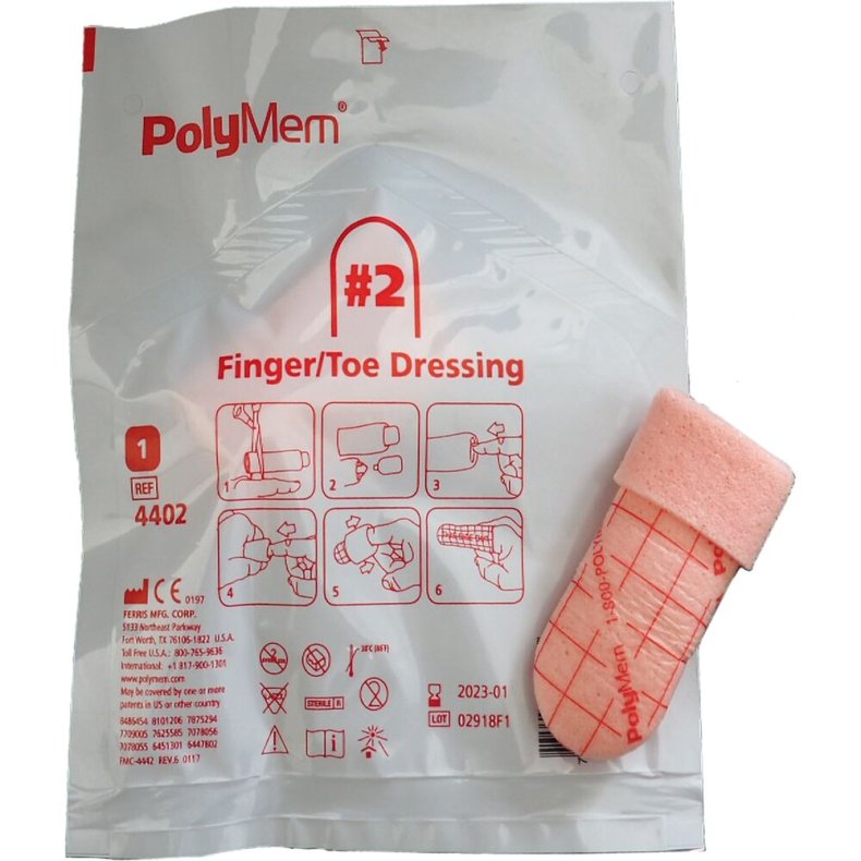 Skumbandage, PolyMem, M, finger-t� bandage, uden kl�ber, omfang 5,7cm-6,7cm, steril, engangs *Denne vare tages ikke retur*