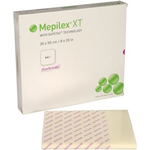 Skumbandage, Mepilex XT, 50x20cm, m/silikonekontaktlag, u/kl�b, latexfri, steril, engangs *Denne vare tages ikke retur*