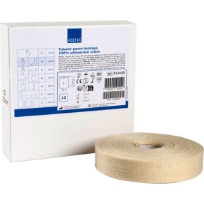 Tubular bandage, ABENA, 20m x 2,5cm, hvid, Tubegaze C, 12, til fingre og t�er, latexfri, usteril, engangs