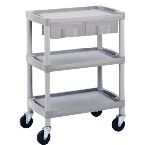 Rullebord, ABENA, 65,5x45,5x82cm, gr�, med 2 skuffer og 2 hylder