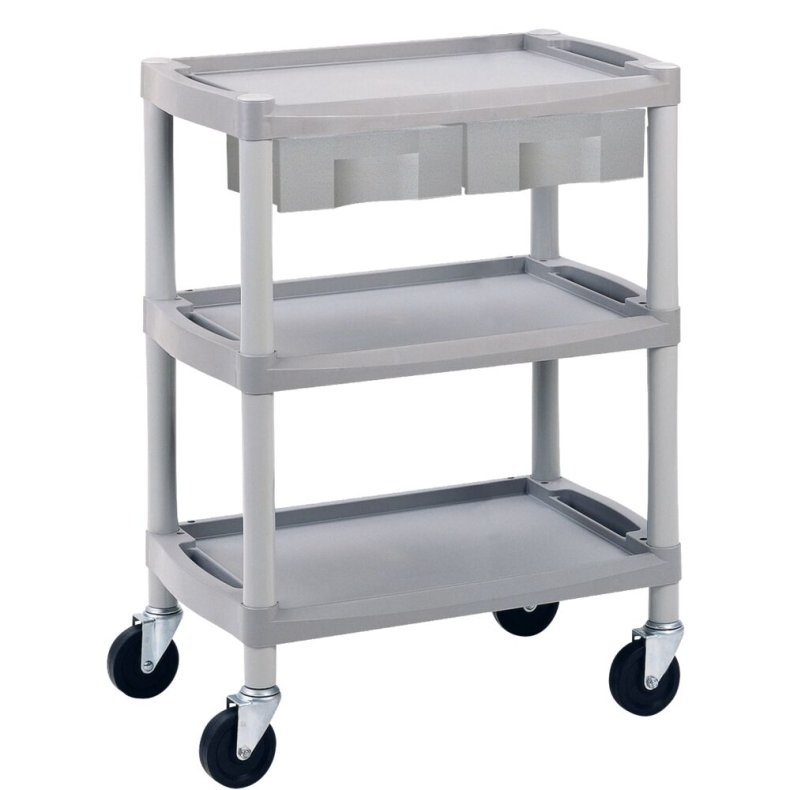 Rullebord, ABENA, 65,5x45,5x82cm, gr�, med 2 skuffer og 2 hylder