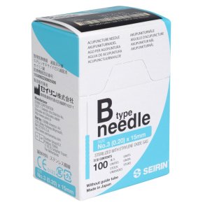 Akupunkturn�l, Seirin, 15mm, �0,2mm, bl�, uden indf�ringshylster/r�r, steril, engangs *Denne vare tages ikke retur*