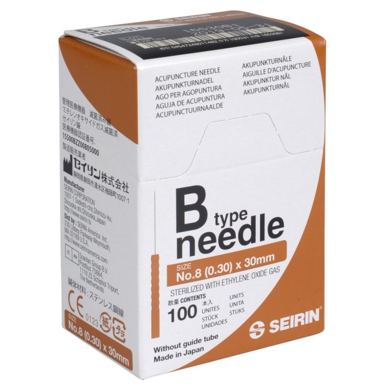Akupunkturn�l, Seirin, 30mm, �0,3mm, brun, uden indf�ringshylster/r�r, steril, engangs *Denne vare tages ikke retur*
