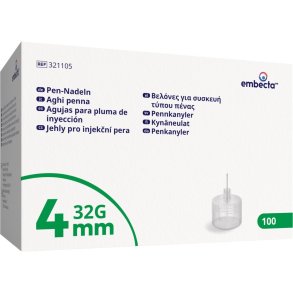 Penkanyle, gr�n, 32G, 4x0,23mm, steril