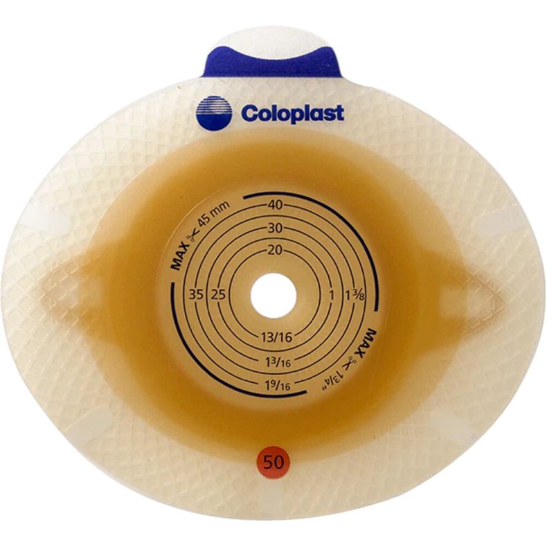 Stomiplade, SenSura Click, beige, 50 mm, 10-45 mm, standard, opklipbar, med b�lte�rer *Denne vare tages ikke retur*