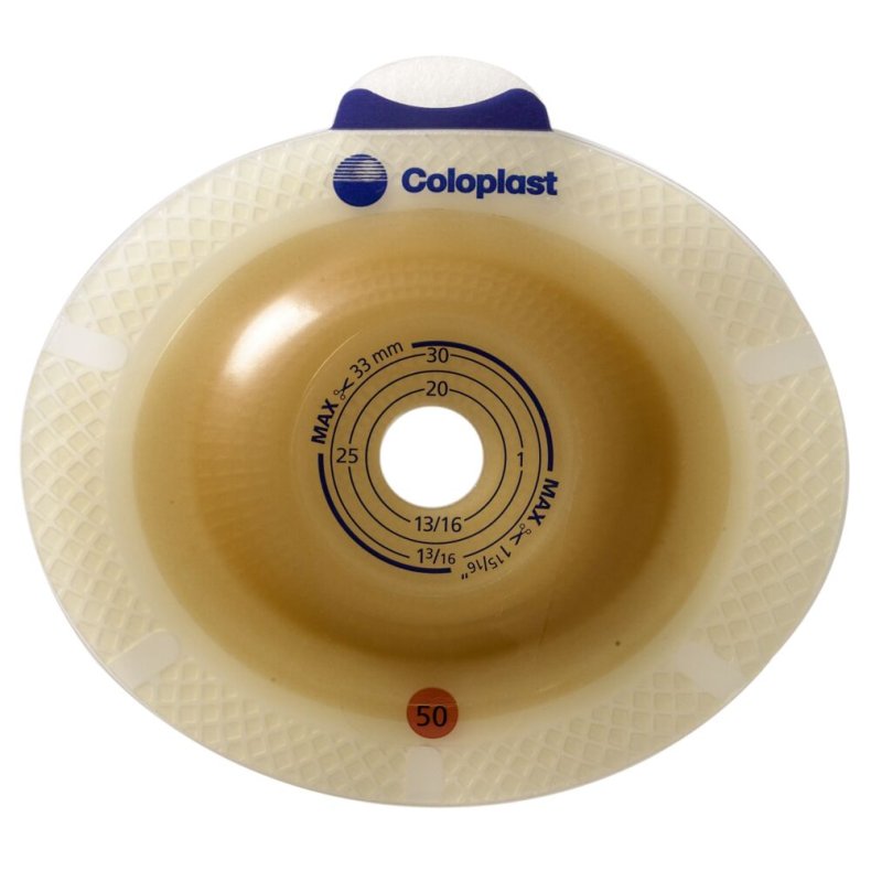 Stomiplade, SenSura Click Convex Light, beige, 50 mm, 31 mm, standard, med b�lte�rer