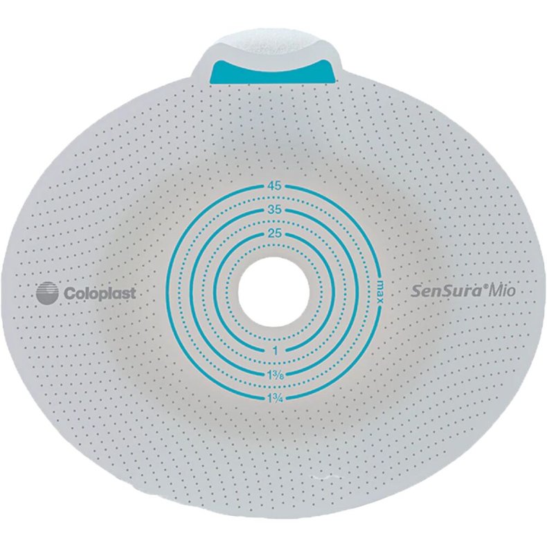 Stomiplade, SenSura Mio Click, gr�, 40 mm, 20 mm, med b�lte�rer