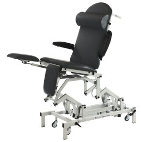 Behandlerstol/leje, Seers Medicare, 1,91m x 65cm, sort, nakkepude og papirrulleholder, max 240 kg *Denne vare tages ikke retur*