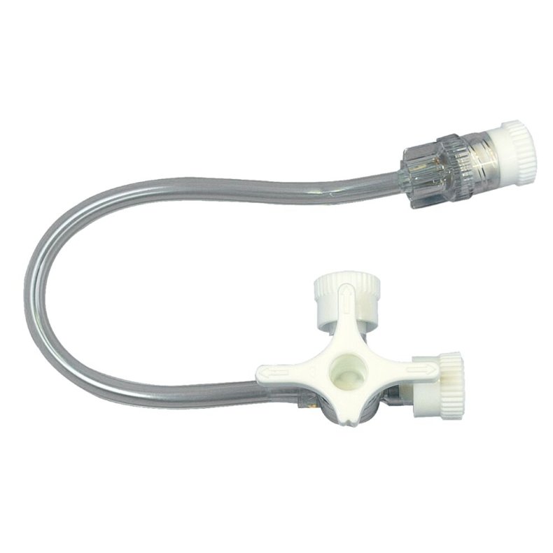 Tre-vejshane, BD Connecta, 10cm, hvid, hvid prop, 10 cm slange *Denne vare tages ikke retur*