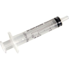 Spr�jte, Omnifix Solo, 2 ml, transparent, luer, centreret, tre komponent, steril *Denne vare tages ikke retur*