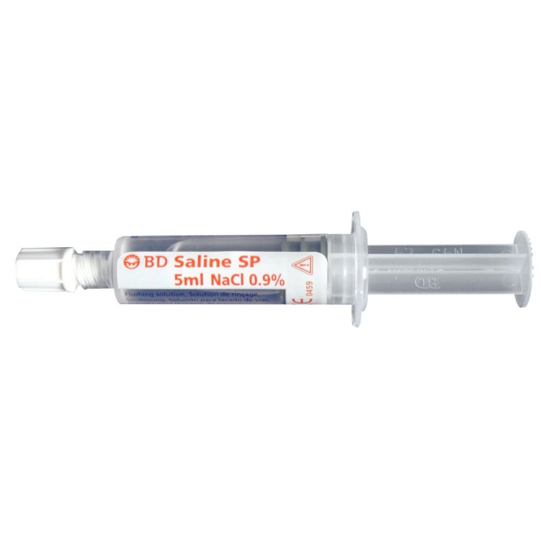 Spr�jte, BD PosiFlush, 5 ml, transparent, til I.V, forfyld med Nacl, 0,9%, engangs *Denne vare tages ikke retur*