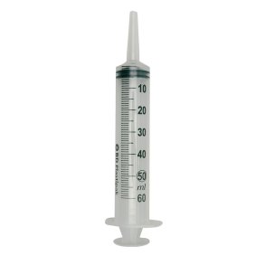 Spr�jte, BD Plastipak, transparent, 50/60 ml, med lige kateterspids, centreret, 3 komponent, steril, engangs *Denne vare tages ikke retur*