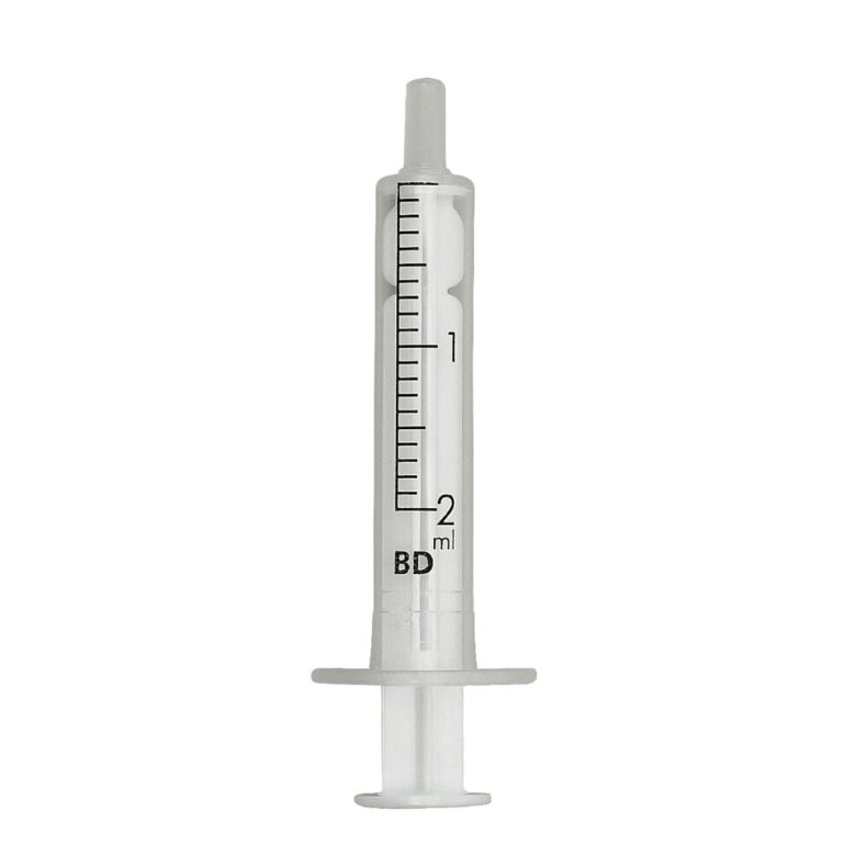 Spr�jte, BD Discardit, 2 ml, transparent, luer, centreret, 2 komponent, steril, engangs *Denne vare tages ikke retur*