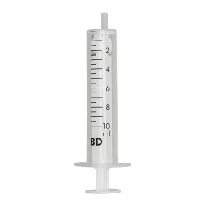 Spr�jte, BD Discardit, 10 ml, transparent, luer, excentrisk, 2 komponent, steril, engangs *Denne vare tages ikke retur*