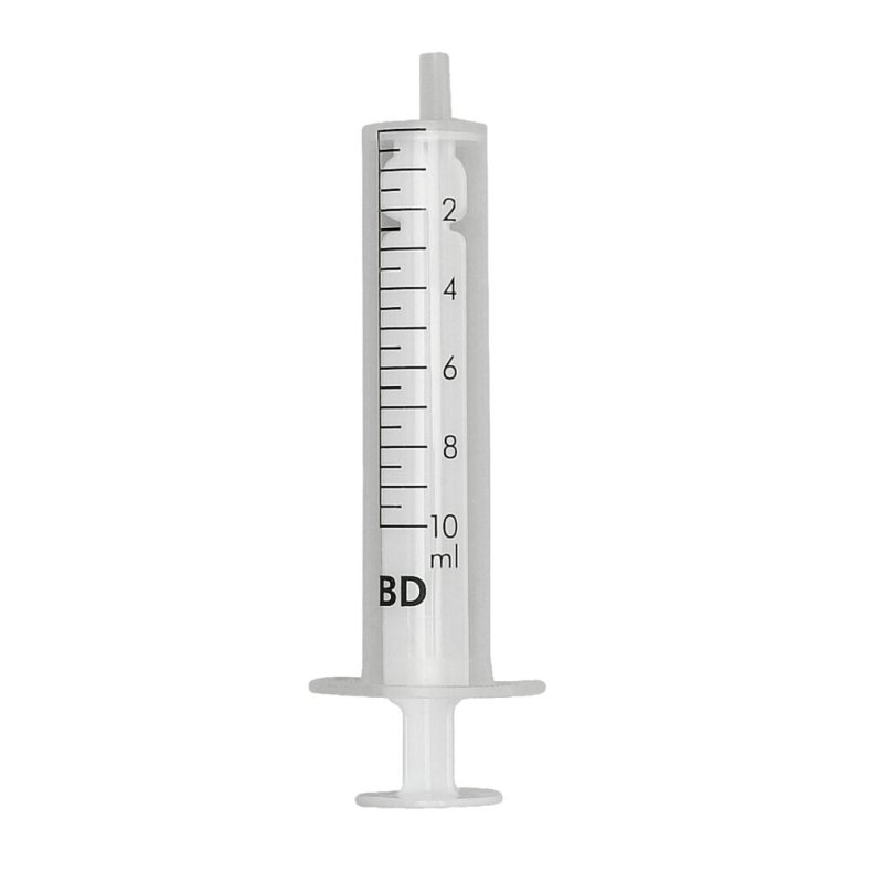 Spr�jte, BD Discardit, 10 ml, transparent, luer, excentrisk, 2 komponent, steril, engangs *Denne vare tages ikke retur*