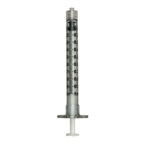 Spr�jte, BD Plastipak, 1 ml, transparent, luer lock, centreret, 3 komponent, steril, engangs *Denne vare tages ikke retur*