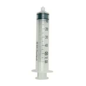 Spr�jte, BD Plastipak, transparent, 50/60 ml, luer lock, centreret, 3 komponent, steril, engangs *Denne vare tages ikke retur*