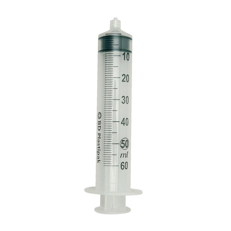 Spr�jte, BD Plastipak, transparent, 50/60 ml, luer lock, centreret, 3 komponent, steril, engangs *Denne vare tages ikke retur*