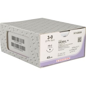 Sutur, Vicryl, 45cm, 3-0, FS-2 n�l, ufarvet, multifil resorberbar, V293H, steril *Denne vare tages ikke retur*