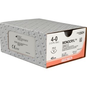 Sutur, Monocryl, 45cm, 4-0, FS-2 n�l, monofil, resorberbar, Y292H, steril *Denne vare tages ikke retur*