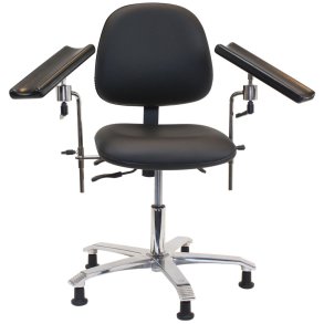Blodpr�vetagningsstol, Score Vena, sort, 2 arml�n, H44-57 cm, max 120 kg, med rotation