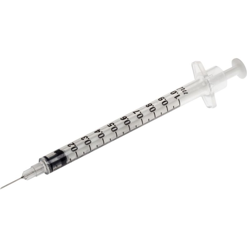Spr�jte, BD Plastipak, 1 ml, transparent, 27G, med kanyle, 3/8", 0,40x10mm, 3 komponent, steril, engangs *Denne vare tages ikke retur*