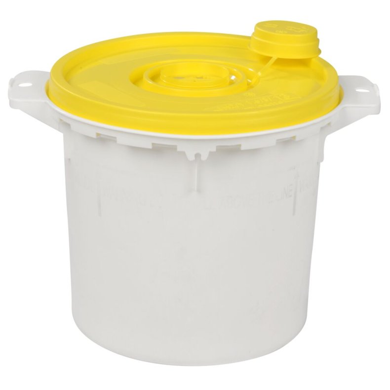 Kanyleboks, Uson, 22cm, �23cm, 5000 ml, hvid spand med gult l�g, rund