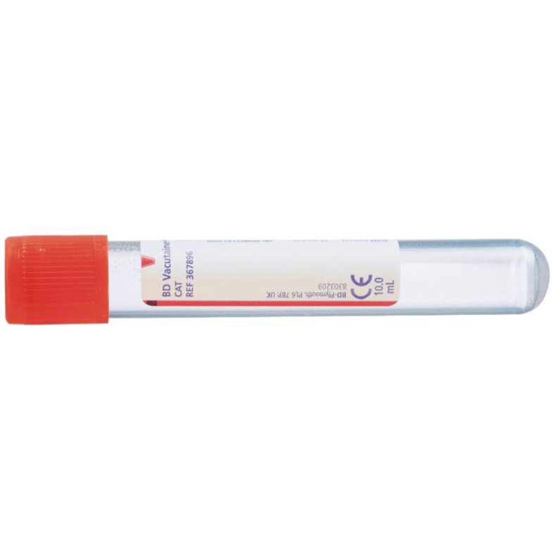 Serumr�r, BD Vacutainer, 10 ml, r�d, plast, med Silika (clot-aktivator) *Denne vare tages ikke retur*