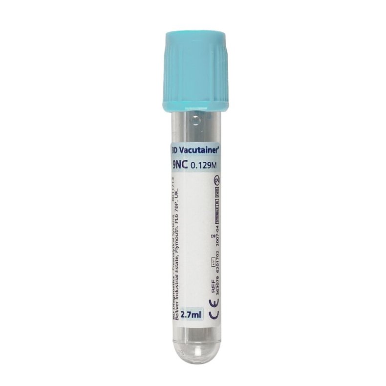 Blodpr�vetagningsglas, citrat, BD Vacutainer, 2,7 ml, lysebl�, plast