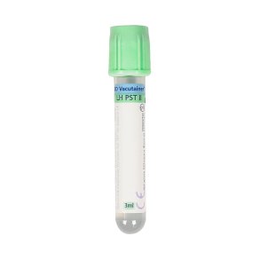 Blodpr�vetagningsglas, heparin, BD Vacutainer, 3 ml, mintgr�n, plast, plasma separationsr�r, med Hemograd lukning *Denne vare tages ikke retur*