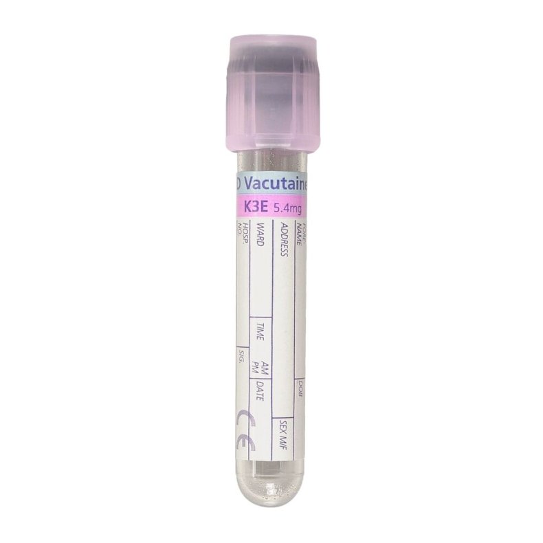 Blodpr�vetagningsglas,K3EDTA, BD Vacutainer, 3 ml, lyslilla, plast, m/Hemogard lukning