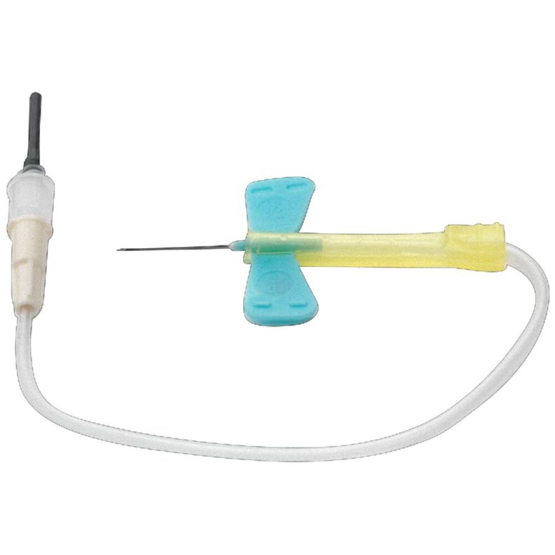 Blodpr�vetagningskanyle, BD Vacutainer Safety-Lok, bl�, 23G, 0,6x19mm, 17,8cm slange, steril *Denne vare tages ikke retur*