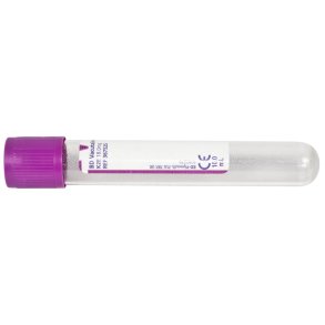 Blodpr�vetagningsglas, K2EDTA, BD Vacutainer, 10 ml, m�rklilla, plast, m/Hemogard lukning *Denne vare tages ikke retur*