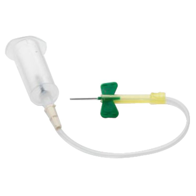 Blodpr�vetagningskanyle, BD Vacutainer Safety-Lok, gr�n, 21G, 18cm slange, m/formonteret holder, steril *Denne vare tages ikke retur*