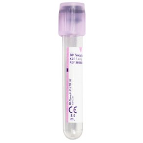 Blodpr�vetagningsglas, K2EDTA, BD Vacutainer, 3 ml, lyslilla, plast, med Hemogard lukning *Denne vare tages ikke retur*