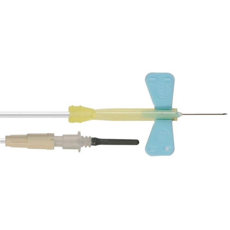 Blodpr�vetagningskanyle, BD Vacutainer Safety-Lok, bl�, 23G, 12" 0,6x19mm, 30,5cm slange, steril *Denne vare tages ikke retur*