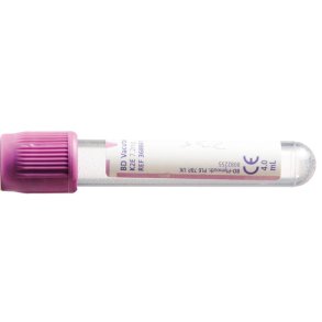 Blodpr�vetagningsglas, K2EDTA, BD Vacutainer, 4 ml, m�rklilla, plast, m/Hemogard lukning *Denne vare tages ikke retur*